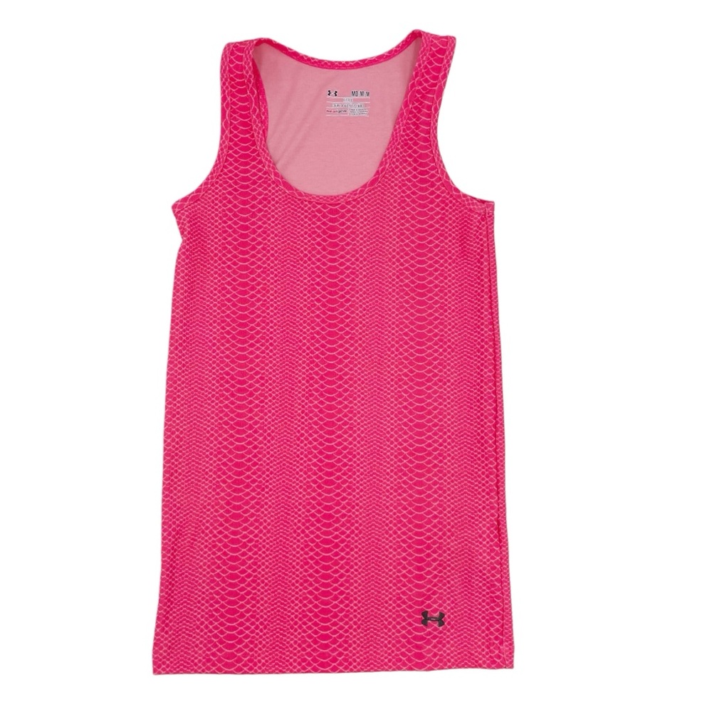 Under Armour Heat Gear Stretch Fitted Tank Top Pink Mermaid Scales Size Medium